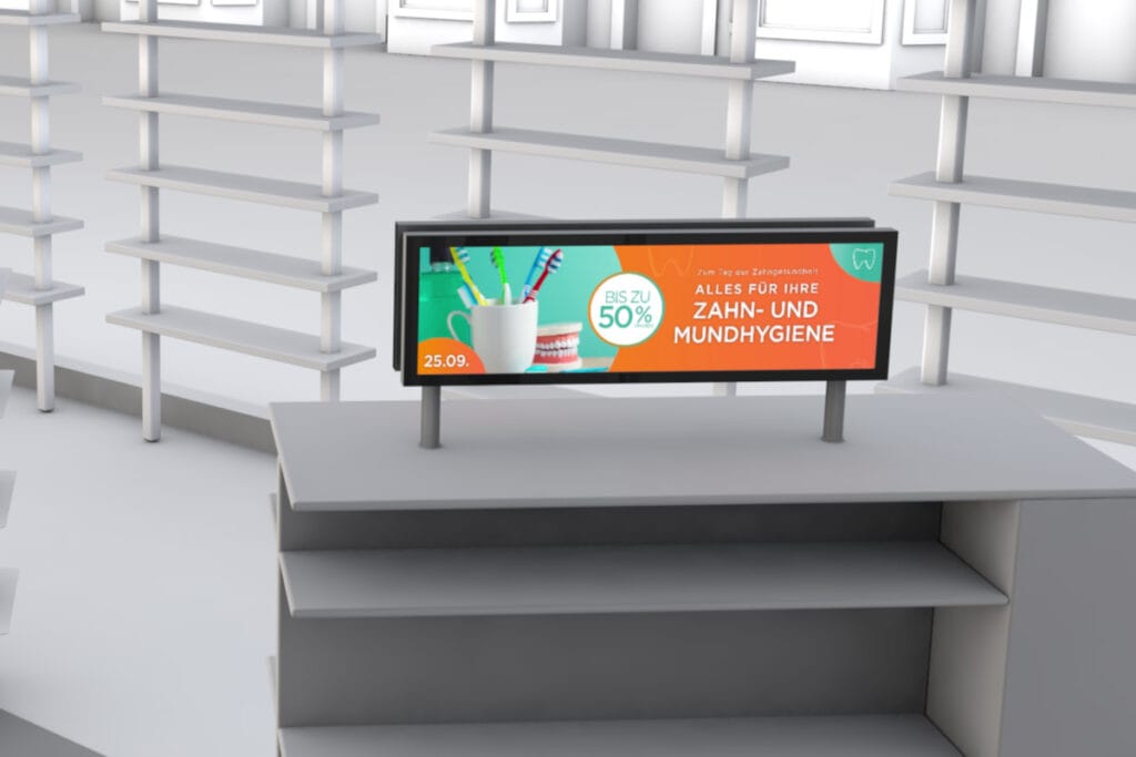 Digitaler Header an Gondelregal