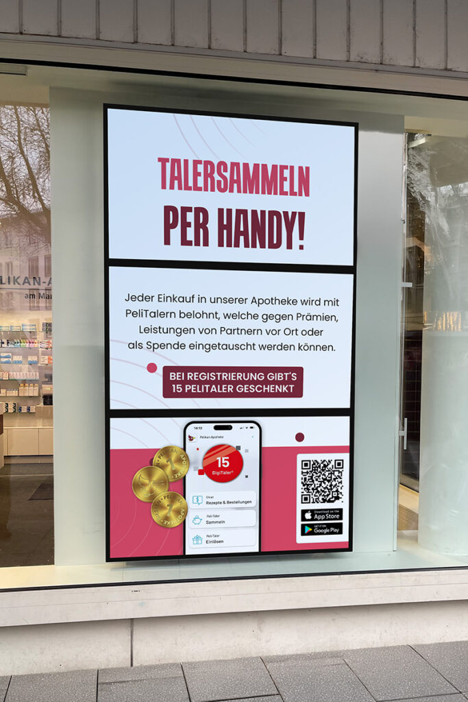 Schaufenster-Videowall Pelikan Apotheke Gießen Schaufenster-Videowall Pelikan Apotheke Gießen