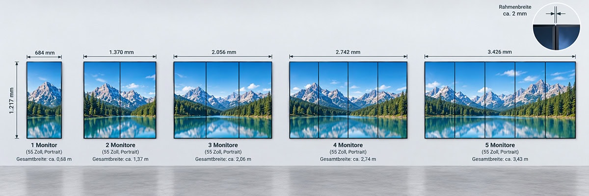 Videowall im Größenvergleich